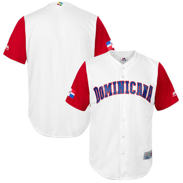 customized Men Dominican Republic Baseball Majestic White 2017 World Baseball Classic Replica Team Jersey->more jerseys->MLB Jersey